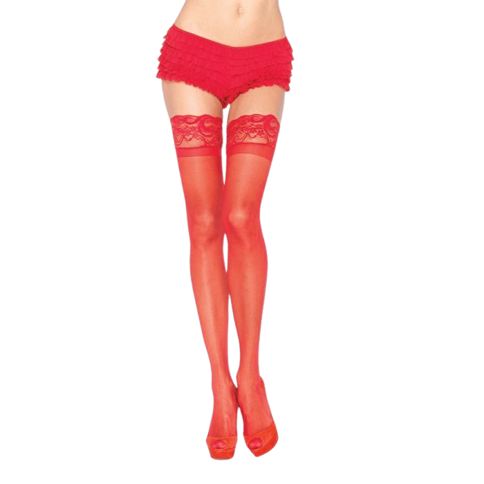 LEG AVENUE - MEDIAS ROJAS CON ENCAJE AUTOADHESIVAS