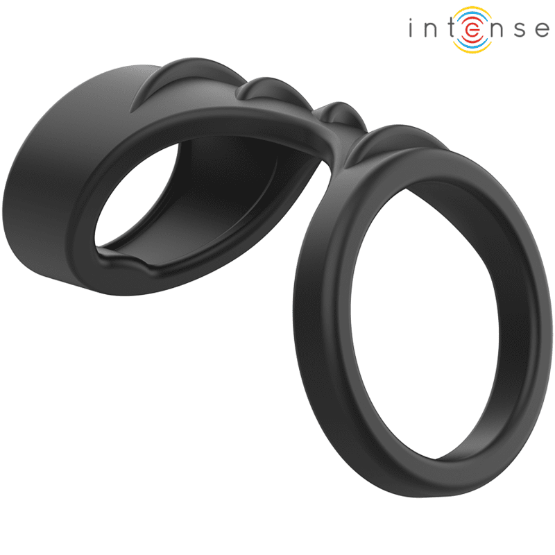 INTENSE - THEO ANILLO DOBLE PARA PENE SILICONA NEGRO MODELO 3 INTENSE - THEO ANILLO DOBLE PARA PENE SILICONA NEGRO MODELO 3